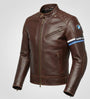 Men’s BMW Style Brown Motorcycle Leather Jacket – Slim Fit Racing Replica
