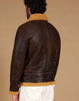 Men’s Brown Shearling Leather Jacket – Premium Aviator Winter Jacket