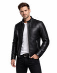 Men’s Vintage Black  Leather Jacket – Classic Genuine Leather Casual Coat