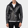 Men’s Black Shearling Biker Leather Jacket – Premium Winter Zip Jacket