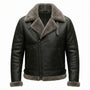 Men’s Black Fur Leather Jacket – Premium Shearling Winter Biker Jacket