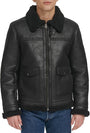 Men’s Black Shearling Aviator Leather Jacket – Winter Biker Bomber Coat