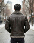Men’s Black Fur Leather Jacket – Premium Shearling Winter Biker Jacket