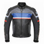 Men’s BMW Style Black Motorcycle Racing Leather Jacket – Stripe Design Premium Replica