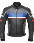 Men’s BMW Style Black Motorcycle Racing Leather Jacket – Stripe Design Premium Replica