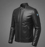Men’s BMW Style Black Minimal Leather Jacket – Slim Fit Casual Biker Jacket