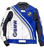BMW Blue & White Motorbike Leather Jacket – Premium Racing Biker Jacket for Men