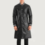 Men’s Long Black Leather Coat – Premium Streetwear Designer Jacket
