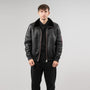 Men’s Black Leather Bomber Jacket – Premium Zip-Up Winter Biker Jacket