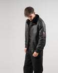 Men’s Black Leather Bomber Jacket – Premium Zip-Up Winter Biker Jacket