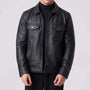 Men’s Black Leather Trucker Jacket – Premium Button-Up Casual Leather Shirt Jacket