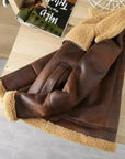 Men’s Brown Shearling Leather Jacket – Premium Winter Fur Collar Aviator Jacket