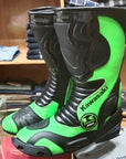 Men’s Kawasaki Replica Motorcycle Riding Boots – Premium Racing Biker Shoes