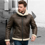 Men’s Brown Shearling Leather Jacket – Premium Winter Aviator Style Coat