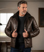 Men’s Brown Shearling Leather Jacket – Luxury Winter Fur Collar Coat