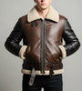 Men’s Brown Shearling Aviator Leather Jacket – Premium B3 Winter Bomber Coat