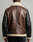 Men’s Brown Shearling Aviator Leather Jacket – Premium B3 Winter Bomber Coat