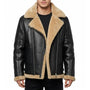 Men’s Black Shearling Leather Biker Jacket – Luxury Winter Fur Coat