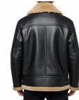 Men’s Black Shearling Leather Biker Jacket – Luxury Winter Fur Coat