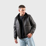 Men’s Black Shearling Leather Jacket – Winter Faux Fur Bomber Coat