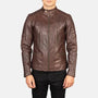 Men’s Brown Cafe Racer Leather Jacket – Slim Fit Vintage Biker Jacket