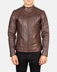 Men’s Brown Cafe Racer Leather Jacket – Slim Fit Vintage Biker Jacket