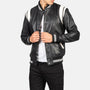 Men’s Black Varsity Leather Jacket – Classic Bomber Letterman Coat