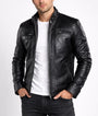 Men’s Black Genuine Leather Jacket – Slim Fit Biker Style Motorcycle Jacket, Classic Zip-Up Fashion Leather Coat for Men