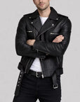 Men’s Black Leather Jacket – Classic Biker Style Genuine Leather Jacket for Men