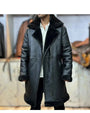 Men’s Black Shearling Leather Coat | Winter Fur Lined Long Leather Jacket