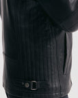 Men’s Black Cafe Racer Leather Jacket – Slim Fit Biker Moto Jacket