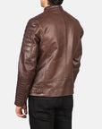 Men’s Brown Cafe Racer Leather Jacket – Slim Fit Vintage Biker Jacket