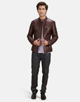 Men’s Dark Brown Quilted Cafe Racer Leather Jacket – Slim Fit Biker Jacket