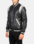 Men’s Black Varsity Leather Jacket – Classic Bomber Letterman Coat