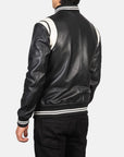 Men’s Black Varsity Leather Jacket – Classic Bomber Letterman Coat