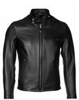 Men’s Black Cafe Racer Leather Jacket – Classic Slim Fit Moto Jacket