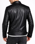 Men’s Black Genuine Leather Jacket – Slim Fit Biker Style Motorcycle Jacket, Classic Zip-Up Fashion Leather Coat for Men