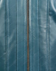 Men’s Teal Blue Genuine Leather Jacket – Classic Zip Up Motorcycle Style Jacket for Men
