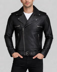 Men’s Black Leather Jacket – Classic Biker Style Genuine Leather Jacket for Men