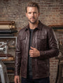 Men’s Vintage Brown Leather Jacket – Classic Genuine Leather Casual Coat