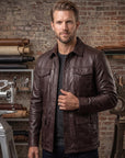Men’s Vintage Brown Leather Jacket – Classic Genuine Leather Casual Coat