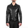 Men’s Classic Black Genuine Leather Jacket – Slim Fit Casual Biker Coat