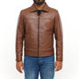 Men’s Classic Brown Leather Jacket – Slim Fit Zip-Up Casual Jacket