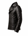 Men’s Black Double-Breasted Leather Jacket – Premium Biker Style Designer Jacket