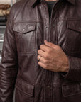 Men’s Vintage Brown Leather Jacket – Classic Genuine Leather Casual Coat