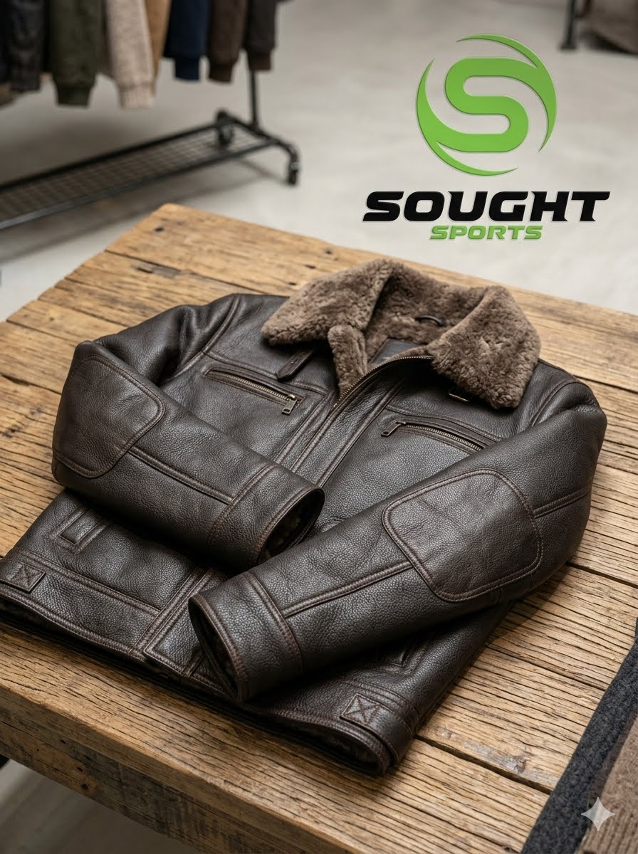 en’s Dark Brown Shearling Leather Jacket – Fur Collar Winter Aviator Bomber Jacket |