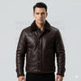 Men's Brown Shearling Leather Jacket with Fur Collar – Winter Aviator Bomber Jacket