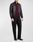 Men’s Premium Black Leather Bomber Jacket