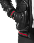 Men’s Black Fur Collar Leather Bomber Jacket