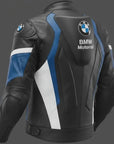 Men’s BMW Style Black & Blue Motorcycle Racing Leather Jacket – Premium Replica Riding Gear